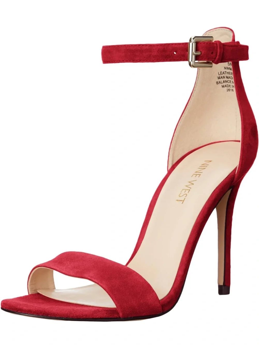 Nine West Mana Red Suede Ankle Strap Stiletto Heels 8.5